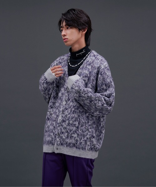 Ellno Loset（エルノロゼット） ニットカーディガン LARGE パープル