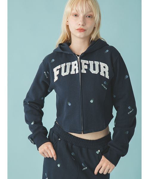 FURFUR（ファーファー） トレーナー スウェット フラワー刺繍ジップ