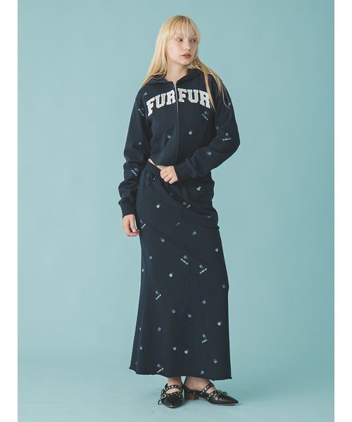 FURFUR（ファーファー） トレーナー スウェット フラワー刺繍ジップ