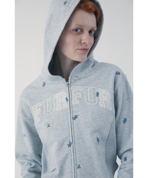 FURFUR（ファーファー） トレーナー スウェット フラワー刺繍ジップ