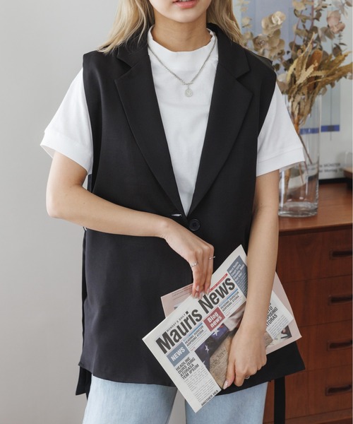 「COCOMOMO」 ベスト L ホワイト レディース_画像3