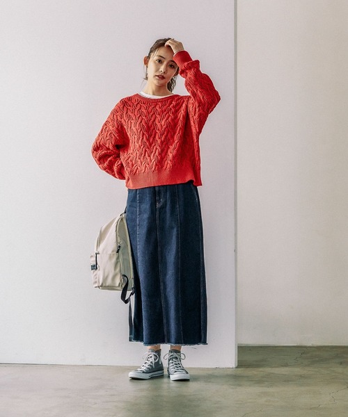 「GLOBAL WORK」 長袖ニット - グリーン レディース_画像2