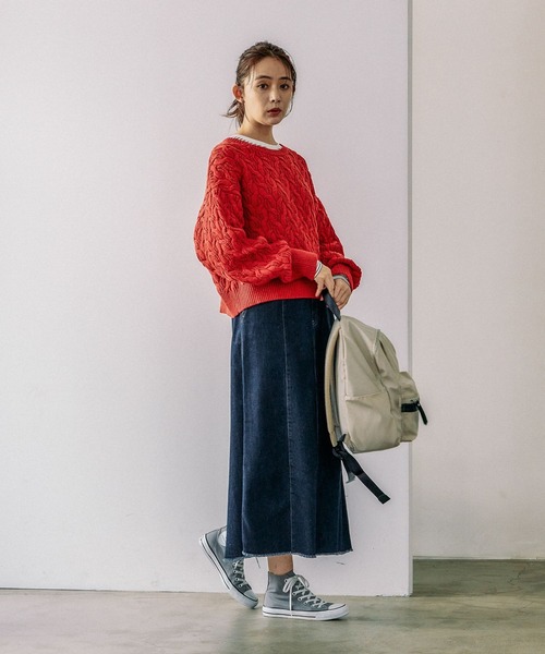 「GLOBAL WORK」 長袖ニット - グリーン レディース_画像3