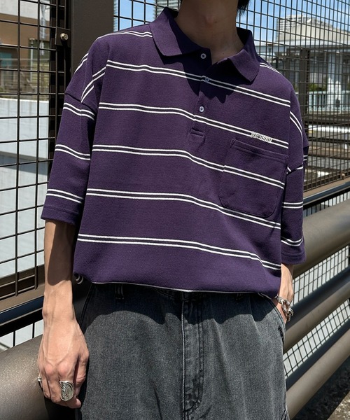 「Perushu」 半袖ポロシャツ MEDIUM チャコールグレー メンズ_画像8