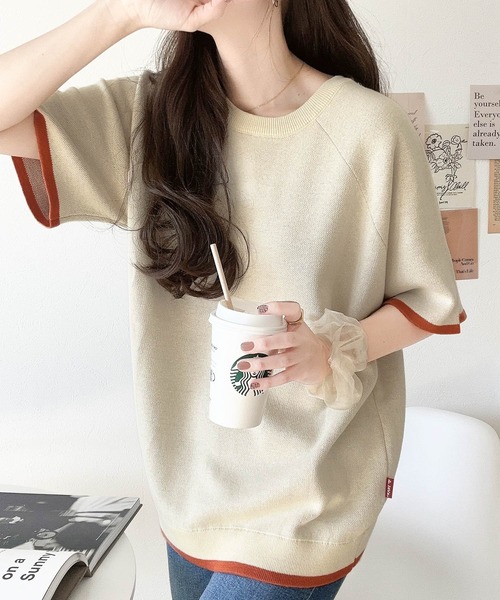 「Java」 半袖ニット MEDIUM グレー レディース_画像9