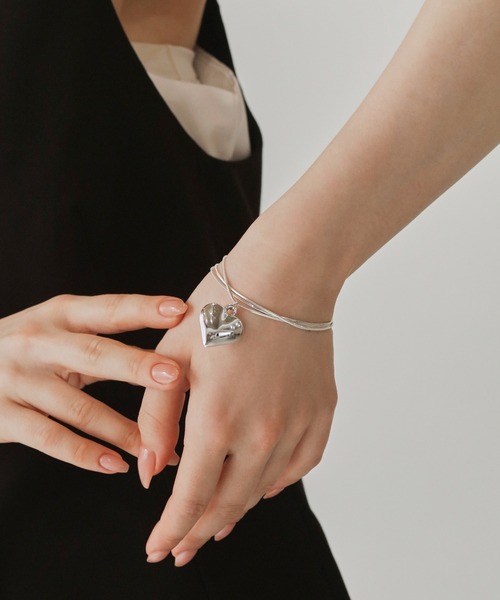 Blanc de Blue ブレスレット ハートチャーム3連チェーンブレスレット 