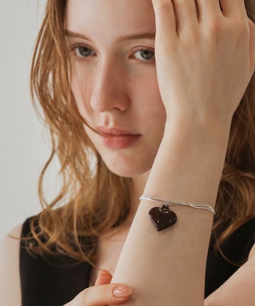 Blanc de Blue ブレスレット ハートチャーム3連チェーンブレスレット