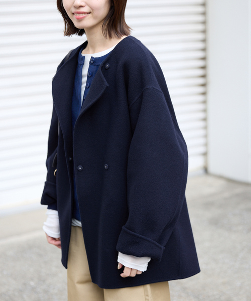 SLOBE IENA（スローブイエナ） ノーカラーコート FREE ネイビー