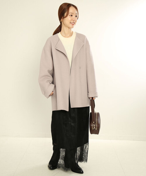 SLOBE IENA（スローブイエナ） ノーカラーコート FREE ネイビー