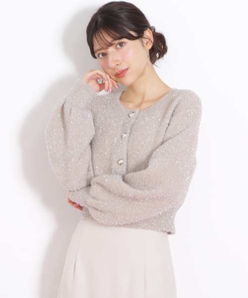 JILL by JILLSTUART フェザー ニット カーディガン ホワイト ジルバイジルスチュアート JILL by JILLSTUART ラメフェザー