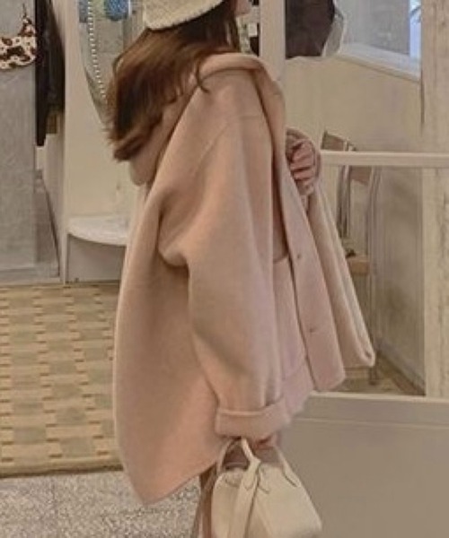 DIAVEL コート アウター Aラインフードショートコート／大人フェミニン