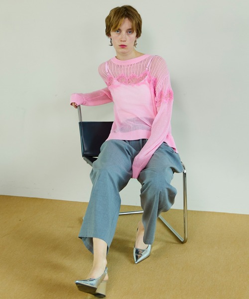 MAISON SPECIALレースコンビメッシュニットプルオーバー MAISON SPECIAL(メゾンスペシャル)｜Lace-Combi Mesh Knit Pullover