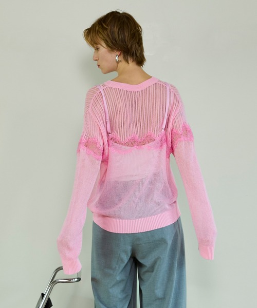 MAISON SPECIALレースコンビメッシュニットプルオーバー Lace-Combi Mesh Knit Pullover/レースコンビニットプルオーバー