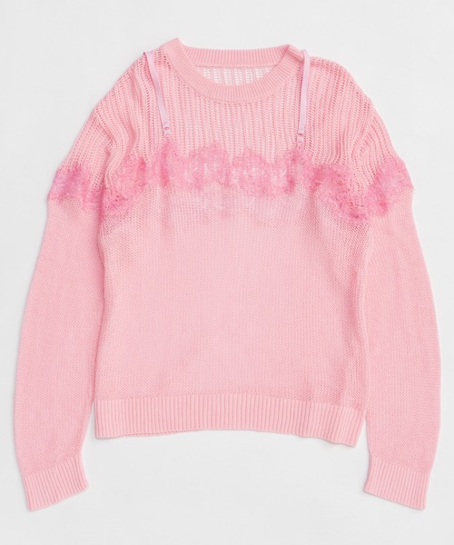 MAISON SPECIALレースコンビメッシュニットプルオーバー MAISON SPECIAL(メゾンスペシャル)｜Lace-Combi Mesh Knit Pullover