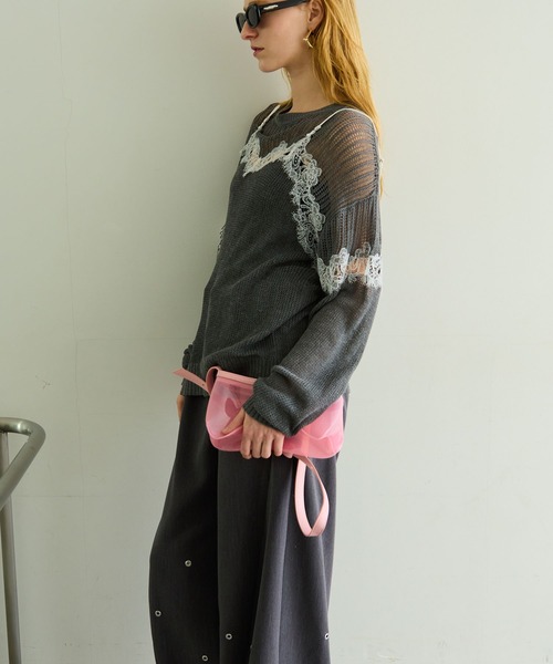 MAISON SPECIALレースコンビメッシュニットプルオーバー Lace-Combi Mesh Knit Pullover/レースコンビニットプルオーバー
