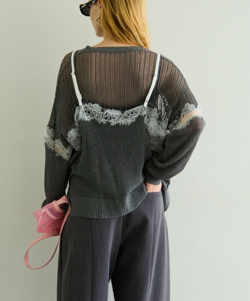 MAISON SPECIALレースコンビメッシュニットプルオーバー Lace-Combi Mesh Knit Pullover/レースコンビニットプルオーバー