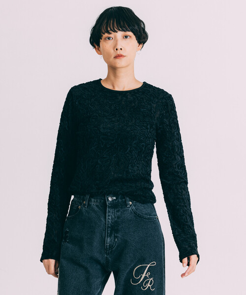 「Freada」 長袖カットソー ONE SIZE ブラック レディース_画像2