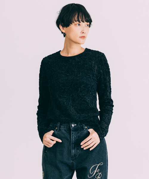 「Freada」 長袖カットソー ONE SIZE ブラック レディース_画像3
