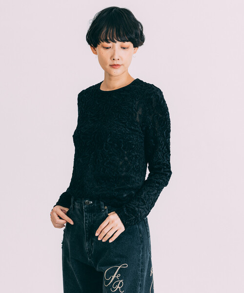 「Freada」 長袖カットソー ONE SIZE ブラック レディース_画像4