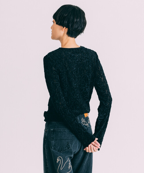 「Freada」 長袖カットソー ONE SIZE ブラック レディース_画像6