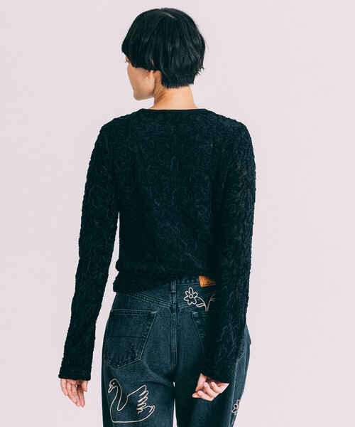 「Freada」 長袖カットソー ONE SIZE ブラック レディース_画像7