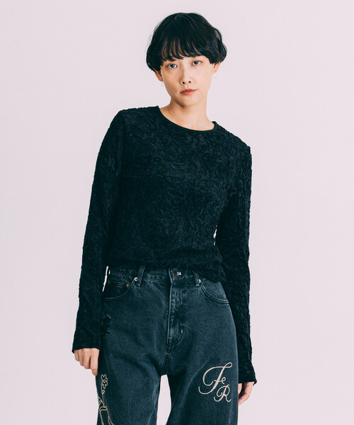 「Freada」 長袖カットソー ONE SIZE ブラック レディース_画像9