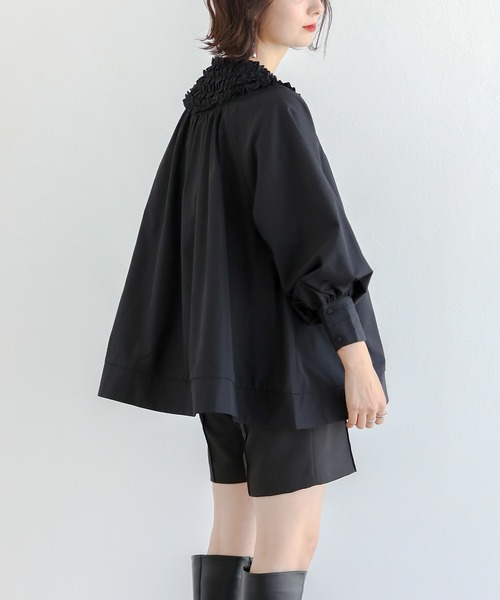 「Fit more」 長袖ブラウス FREE ネイビー レディース_画像8