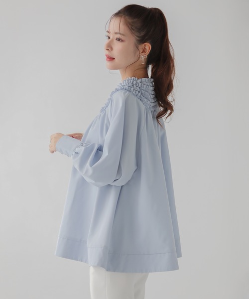 「Fit more」 長袖ブラウス FREE ネイビー レディース_画像9