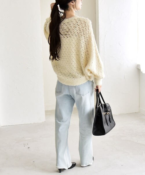 「quaranciel」 長袖ニット ONE SIZE ネイビー レディース_画像3
