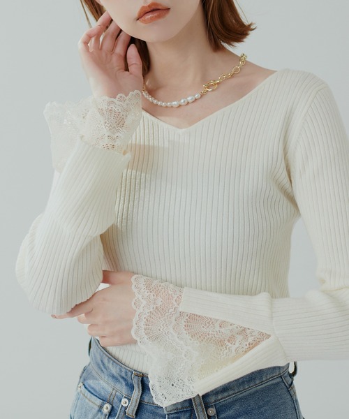 「natural couture」 長袖ニット FREE チャコールグレー レディース_画像3