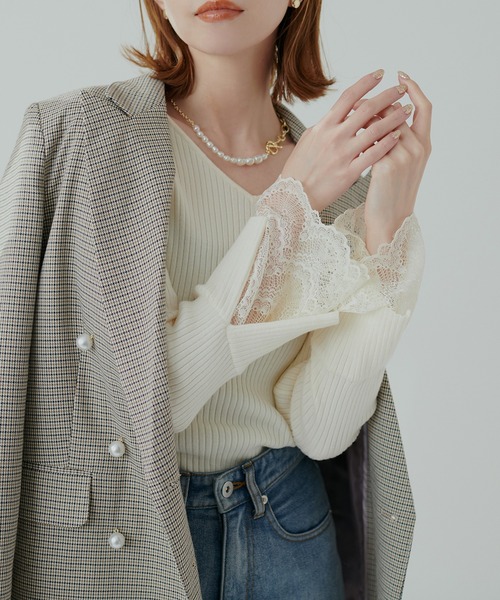 「natural couture」 長袖ニット FREE チャコールグレー レディース_画像4