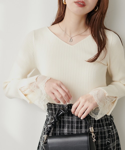 「natural couture」 長袖ニット FREE チャコールグレー レディース_画像9