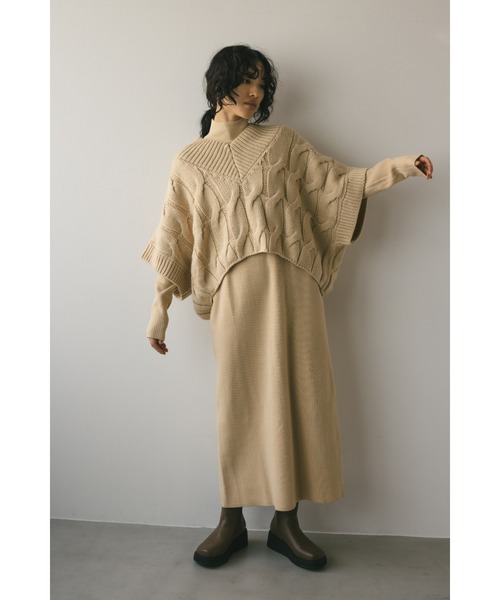 「STYLEMIXER」 コンビワンピース MEDIUM ベージュ レディース_画像4