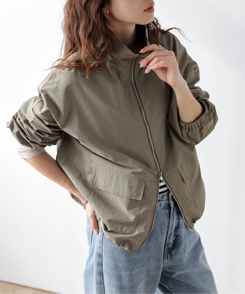 ミリタリージャケット モッズコート スタンドカラー ダブルジップ