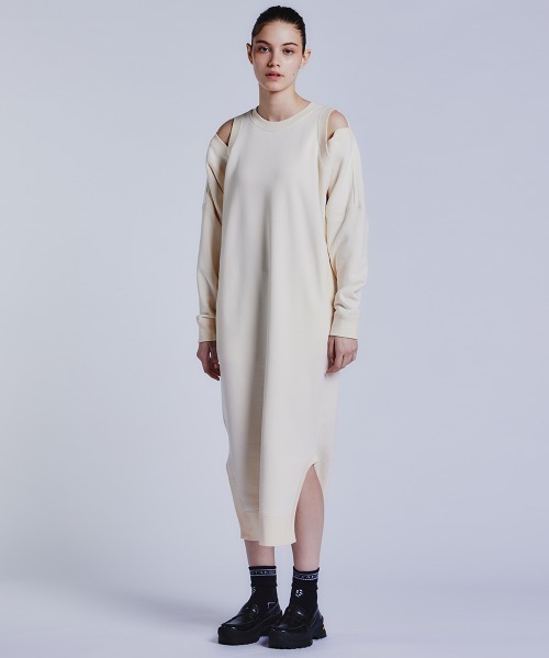 「ESSENTIAL」 長袖ワンピース 36 ネイビー レディース_画像2