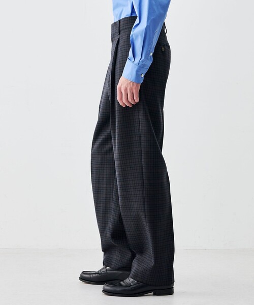 70s ウール スラックス パンツ メンズ 36 / ヴィンテージ ノータック ストレート トラウザー ボトムス ピンチェック トラッド マルチカラー 70s ウール スラックス パンツ メンズ 36 / ヴィンテージ ノータック