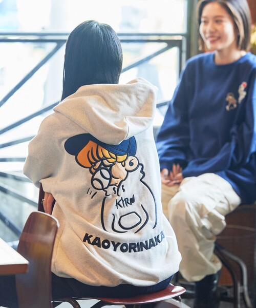 「kaoyorinakami」 プルオーバーパーカー X-LARGE ライトグレー メンズ_画像8