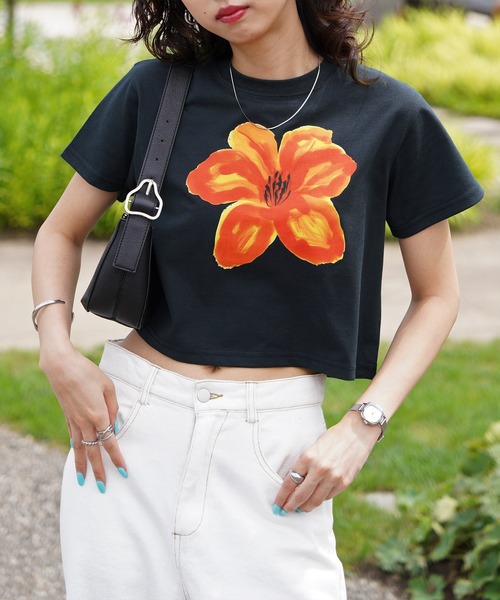 tシャツ 半袖 フラワークロップドTシャツ レディース : ZOZOTOWN Yahoo