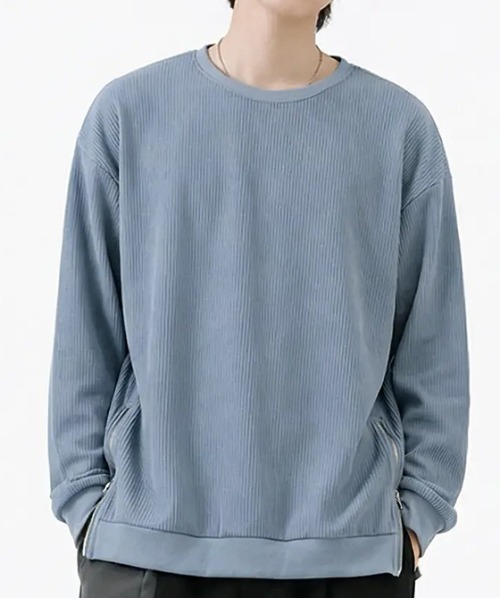 IÉNA リブ編み 長袖Tシャツ revertical tシャツ リブ編み オーバーサイズ クルーネック ロング