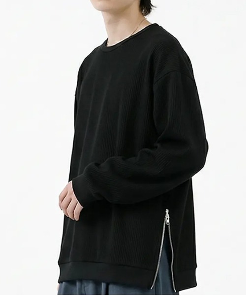 revertical tシャツ リブ編み オーバーサイズ クルーネック ロング