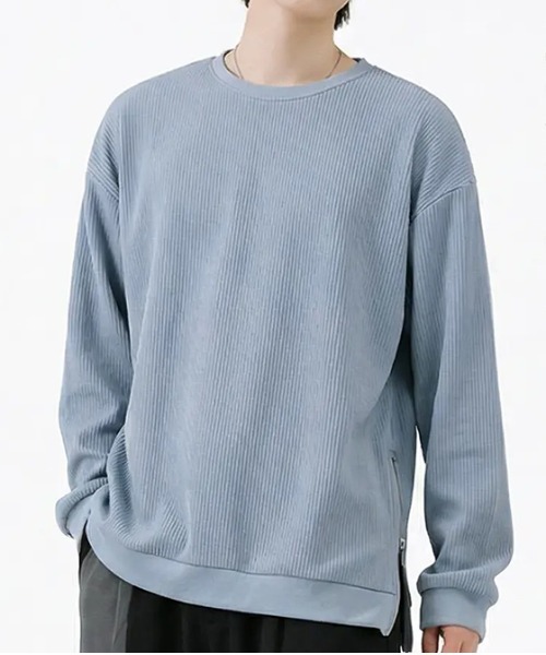 revertical tシャツ リブ編み オーバーサイズ クルーネック ロング