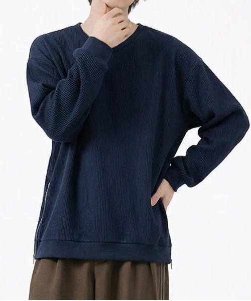 revertical tシャツ リブ編み オーバーサイズ クルーネック ロング