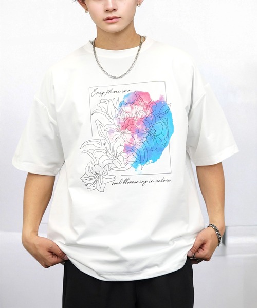 prit グラフィック 半袖 Tシャツ tシャツ 接触冷感 ルーズフィット グラフィック 半袖Tシャツ 短丈可能