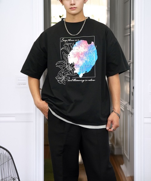 極美品 26ss【ブリーフィング】ルーズフィット Tシャツ L 黒 現行 日本製 tシャツ 接触冷感 ルーズフィット グラフィック 半袖Tシャツ 短丈可能