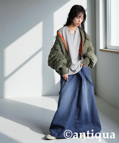 「antiqua」 デニムスカート LARGE インディゴブルー レディース_画像6