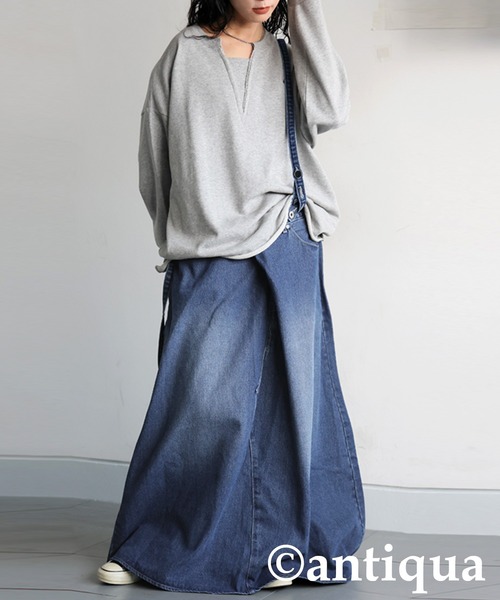 「antiqua」 デニムスカート LARGE インディゴブルー レディース_画像8