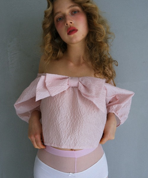 ハニーミーハニーブラウス HONEY MI HONEY（ハニーミーハニー） ブラウス シャツ jacquard ribbon