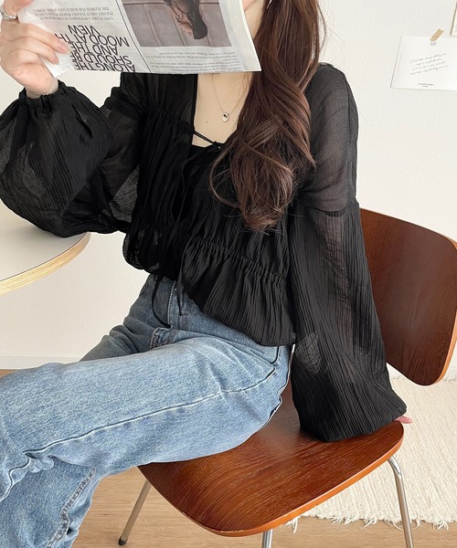 「classicalelf」 長袖ブラウス LARGE ブラック レディース_画像8