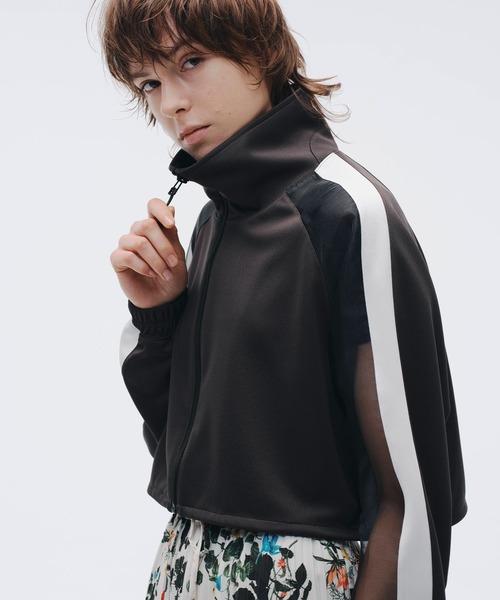 ジャージ オーガンジースリーブショートトラックジャケット「MADE IN JAPAN」 レディース