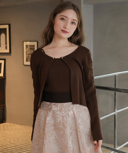「ASTORIA ODIER」 ニットアンサンブル MEDIUM ピンクベージュ レディース_画像4